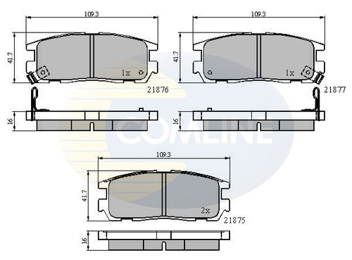 Brake pad set for - disc, rear