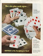 OLD 1947 AMERICAN MAGAZINE ADVERT FOR BICYCLE PLAYING CARDS b200