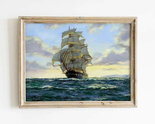 Clipper ship print - print,, tall
