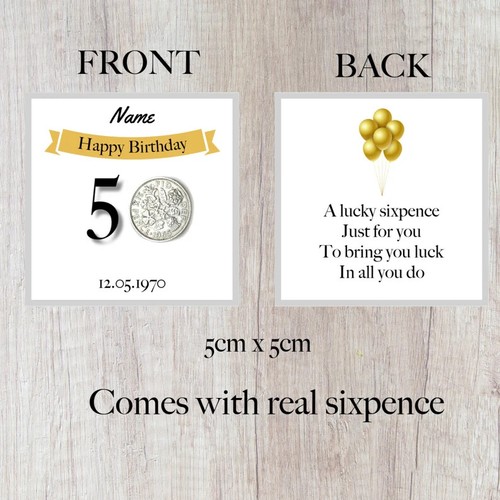 Personalised lucky sixpence - personalised,