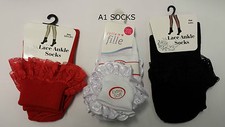 2 Pair's Ladies Girls Sexy Frilly Lace Edge Short Ankle Socks School Dance