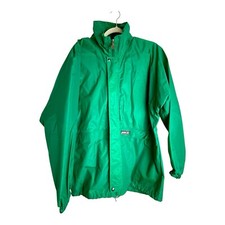 K Way Windbreaker Jacket Foldable Green Waterproof Long Sleeves Full Zip Size XL