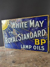 Vintage BP Enamel Advertising Original Antique Sign, Double sided, genuine 