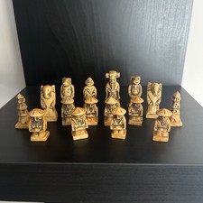 Vietnamese Antique Handmade Stone Chess Board Pieces - 1x FULL SET - Orange 16pc