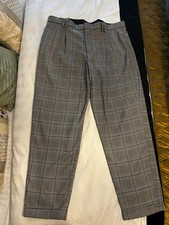 ALBION EDIT GREY WHITE & BLUE  TARTAN CHECK TROUSERS  36 REGULAR