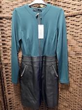 Karen Millen - Italian Structured Rib & Faux Leather Dress - Size 10
