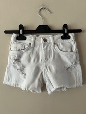 White Denim Ripped Shorts