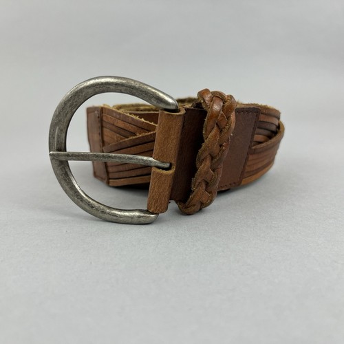 Vintage brown leather plaited - leather,