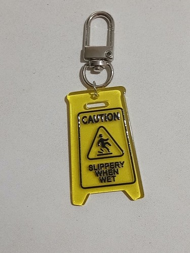 Wet floor slip keyring sign - floor,