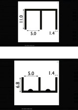 vivarium glass runner top and bottom 6mm & 4mm Black & White 1000mm Long