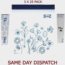 75 IKEA ISTAD Resealable Plastic Zip Lock Bags Food Sandwich Freezer Reusable