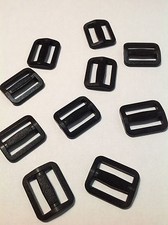 25mm Black Plastic or Metal Tri Glide Adjuster Buckle Slides Belt loops