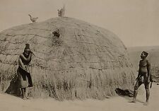 1899 PRINT COLONIAL SOUTH AFRICA A NATIVE HUT NATIVES CHICKEN 