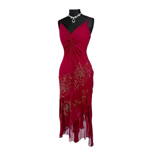 Vintage silk beaded - silk, burgundy