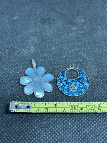 Silver flower pendants - silver,