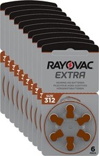 Rayovac Size 312 PR41 DA312 ZA/PR312 Zinc Hearing Aid Batteries Brown 30/60 pack