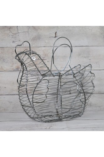 Metal chicken wire egg basket - chicken,