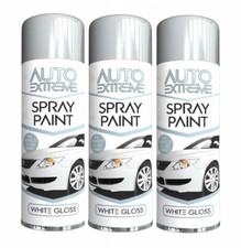 3 x 250ml WHITE GLOSS Spray Paint for Wood Metal Art Crafts Car Bike Alloy Rims