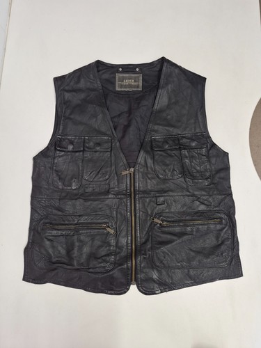 Vintage leather waistcoat - , 44"
