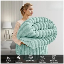 Ultra-Soft Fleece Throw Blanket Couch Bed Cozy Plush Ribbed Texture 200x240CM