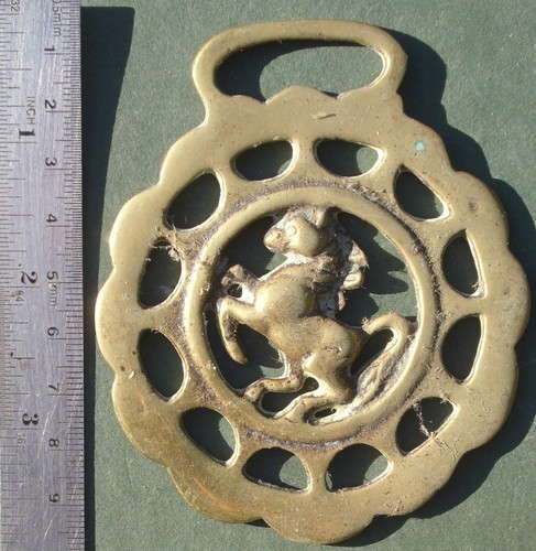 Cast horse brass rearing - cast, brass: