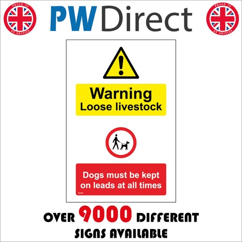 Sign warning loose livestock - warning,