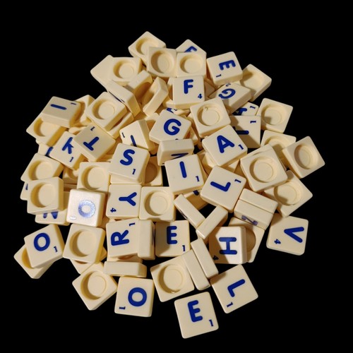 Set 100 scrabble tiles blue - of,