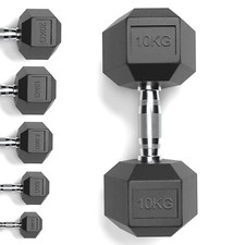 Hex Dumbbells Set Pair Rubber Encased Cast Iron Weights Home Gym Hand Fitness