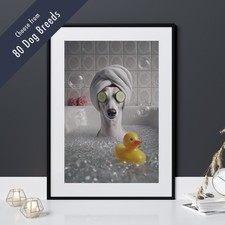 Funny Dog in Bath Print –