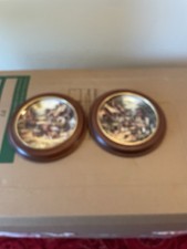 VINTAGE X2 WEDGWOOD BONE CHINA LIMITED EDITION WALL PLATES IN A MAHOGANY FRAMED