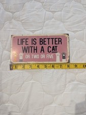 Cat Sign Present For Cat Loves Small Wooden Plaque Fun Gift