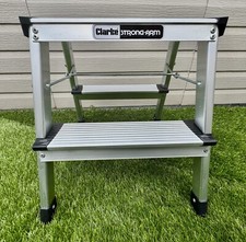 2 Tread Clarke Strong-Arm Folding Step Ladder FWP-1B Excellent