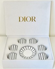 Dior Porcelain Luxury Espresso Cup & Saucer Set Black & White Striped Design