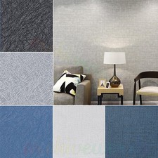 Plain Textured Wallpaper Thick Linen Embossed Woven Effect Grey Blue Wall Paper