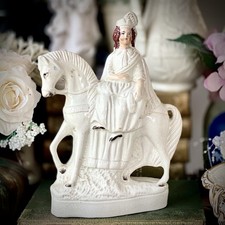 Antique Flatback Figure 10.5” Royal Lady Riding Sidesaddle Victoria? 19C Rare
