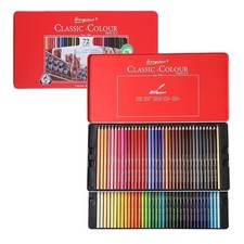 72 Coloured Pencil Set Oil Based Professional Artist Drawing Set Tin Box