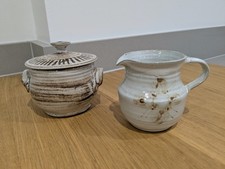 Handmade pottery cream jug and