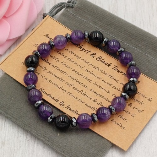Amethyst tourmaline bracelet - &,