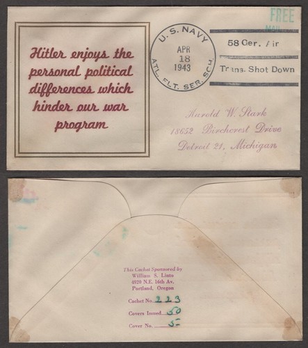 1943 navy patriotic cover - 1943,