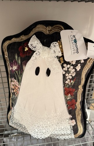 Halloween ghost floral cushion - halloween,