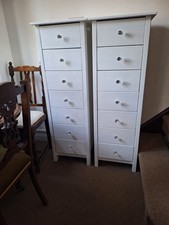 Pair of white painted pine tall boy  chest of drawer