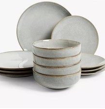 John Lewis Artisan 12 Piece Stoneware Dinnerware RRP £55 New (Read Discription)