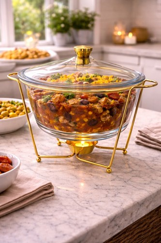 Glass chafing dish soup - chafing,