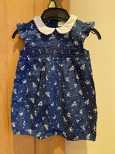 Next Baby Girl Blue Floral Smocked Romper Size 3-6 Months