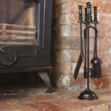 Valiant Fireside Companion Set - Includes Tongs, Shovel, Poker, Brush & Stand