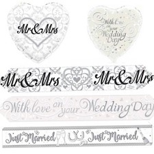 Wedding day balloons banners just Married Mr & Mrs Celebration Decorations