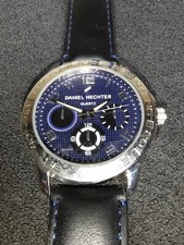 New Boxed Gents Daniel Hechter Quartz Watch with Black Faux Leather Strap