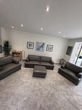 Next grey leather seater - grey, 4-seater