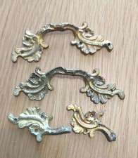 4 Vintage French Leaf Design Ormulo Metal Plates Furniture Chest Dresser