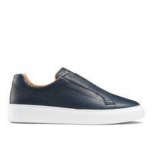 Russell & Bromley SLIPWAY Navy Grained Leather Laceless Sneaker Size EU 41 UK 7